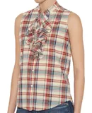 Nsf Plaid Ruffle Sleeveless Top In Multi