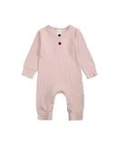 Baby Bodysuit Ribbed Romper Soft Unisex Boy Girl Outfit Clothes 0-12 month Pink 0-3Months