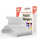 180-Pack White Plastic Hangers – Heavy-Duty, Slim & Space-Saving Clothes Hangers with Non-Slip Shoulder Notches for Dresses, Suits, Jackets & Camisoles – Durable Lightweight PP Material