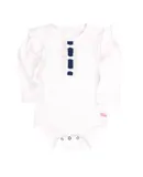 Rufflebutts Baby Girls Henley Flutter Onesie In White