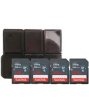 4x Sandisk Ultra 128 GB SDXC UHS I Memory Card 100 MBs with Memory Card Holder