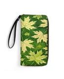Maple Leaf Wallet for Womens PU Leather Zip Around Wallers Clutch Wristlet Travel Long Purse