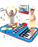 Toys for 1 year old baby: Baby Music Mat Toddler Toddler Toys 1-2 Years Old 2-in-1 Piano Drum Baby Play Mat Baby Music Toys 12-18 months baby birthday Valentine's Day gift for 1 2 3 year old boys and girls Blue