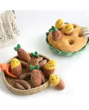 Dog Toy Sweet Potato Hide and Seek Dog Toys Set with 6 Squeaky Plush Potatoes and Farm Field Base Interactive Puzzle Game for Treat and Food Dispensing, Pet Snuffle Mat, Stress Reduction
