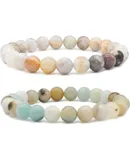 Bivei Natural Gemstone Semi Precious Healing Crystals Handmade Stretchy Round Beads Bracelet, Enhance Positive Energy