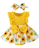 Baby Girl Clothes Newborn Romper Dress Infant Lace Ruffle Sleeveless Summer Outfits with Headband 0-12 Months 3-6 Months