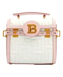 Balmain B-Buzz 23 Pink White Tote Crossbody Shoulder Bag Quilted Leather