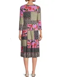 Johnny Was Women's Zanda 3/4 Sleeve Tiered Tea Length Dress Multi T-Shirt