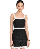 alice + olivia Women's Clarine Square Pleated Mini Dress, Black/Off White