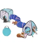 Interactive Toy for Indoor Cat with Adjustable Speed, Rechargeable and Low Noise, Built-in Mouse Sounds, Dual Mode (Automatic/Manual), Multi-Point Design for Indoor Cats' Exercise and Entertainment