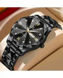VAVAVOOM brand watch men's waterproof fashion diamond design business watch-double calendar 2733-H-JH gold nail black chain