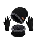 Men's Winter Brimless Beanie 3 Piece Warm Brimless Beanie with Brimless Beanie Hat Available in Multiple Colors-Men's Winter Brimless Beanie 3 Piece Warm Brimless Beanie with Brimless Beanie Hat Available in Multiple Colors- black 3-piece set