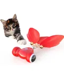 Solid Wood Turntable Toy,Ball Track Interactive cat Toy with Colourful Sisal Balls,Ferris Wheel Cat Toy with Rotating Platform and Durable Balls for Indoor cat