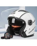 BYB helmet steel helmet (eye protection lenses + face protection lenses)（White）