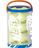 16-Piece Dog Toy Gift Set, Includes 16 2.5in Squeak Tennis Balls and a 10.25in Bucket, Nerf Tough Material, Green