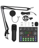 ALPOWL Podcast Equipment Bundle, Audio Interface with Voice Changer and BM800 Condenser Microphone, Audio Mixer Perfect for Recording, Broadcasting, Live Streaming, YouTube, TikTok (BM800-V8S)Black