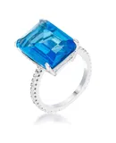 15Ct Plated Emerald Cut Pave Ring