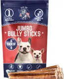 Devil Dog Pet Co. Jumbo Bully Sticks \u2013 6 Inch, 6 Pack Dog Chews, 100% Natural Free-Range Grass-Fed Beef \u2013 Long Lasting, Rawhide-Free Treats for Dogs
