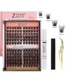 5-in-1 Large Volume False Eyelash Set Segmented Duo Hair Single Cluster Thick Eyelash Chemical Fiber Self-Extensions Includes Dual Eyelash Glue Eyelash Remover Make your eyes more attractive-5-in-1 Set - Pink Model (Encrypted 4-layer Wool)