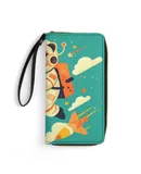 Cute Animal Cartoon Space Astronaut Wallet for Womens PU Leather Zip Around Wallers Clutch Wristlet Travel Long Purse