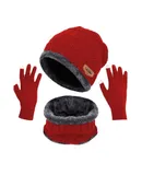 Men's Winter Brimless Beanie 3 Piece Warm Brimless Beanie with Brimless Beanie Hat Available in Multiple Colors-Men's Winter Brimless Beanie 3 Piece Warm Brimless Beanie with Brimless Beanie Hat Available in Multiple Colors- red  3-piece set