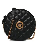 Versace La Medusa Round Quilted Leather Black Shoulder Bag 1002866