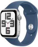Apple Watch SE 2nd Generation (GPS) 44mm Aluminum Case with Denim Sport Band - S/M - Silver - (2024)