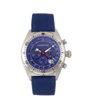 Morphic M53 Series Chronograph Fiber-Weaved Leather-Band Watch w/Date - Silver/Blue