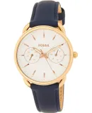 Reloj Fossil Mujer | Coleccion Tailor | Modelo ES4260 | Caja Redonda | Ø 35mm Acero inoxidable | Cierre Hebilla | Movimiento Cuarzo | Dial Blanco | Cristal Mineral | Correa Cuero Azul | 50m / 5 ATM | Línea Lujo