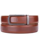 Mio Marino Men's Ribbed Metal Ratchet Belt-Burnt Umber-Adjustable from 48