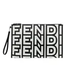 Fendi by Marc Jacobs Roma Black White Large Leather Clutch