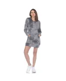 White Mark Women's Hoodie Tie Dye Sweatshirt Dress Charcoal Tie Dye Small
