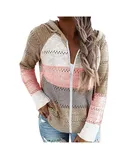 Oversize Pullover Women's Colour Block Hoodie Striped Relaxed Sweatshirt
