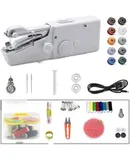Hand held Sewing Device, Handheld Sewing Machine Heavy duty, Hand Sewing Machine Portable, Wooden Sewing Box with 27 Pcs Sewing Supplies，white