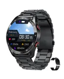 Bluetooth call smart watch ECG+PPG business I9 men's watch with waterproof strap-Black steel strip
