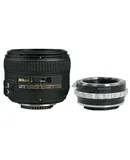 Nikon AF-S NIKKOR 50mm f/1.4G Lens + Innovexee Lens Mount Adapter Compatible with Nikon F Mount G-Type Lens to All Sony Alpha E-Mount Cameras Like Sony A7 A7R A7s A7c II III IV V VI A9 A6600 A6500 NEX