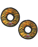 World's Tuffest Soft Dog Toy -MEGA Ring-Squeakers -Multiple Layers. Made Durable, Strong & Tough. Interactive Play (Tug, Toss & Fetch). Machine Washable & Floats (Junior 2 Pack, Tiger)