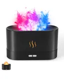 Colorful Flame Air Aroma Diffuser Humidifier, Upgraded 7 Flame Colors Noiseless Essential Oil Diffuser Yoga with Auto-Off Protection 180mL ( Black)