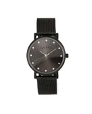 Sophie & Freda Savannah Mesh Bracelet Watch w/Swarovski Crystals - Black