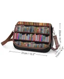 Bookworm Antique Book Library Vintage Book Shelf Vintage Crossbody Bag for Women Medium Leather Hobo Bags Shoulder Bag Classic City Leather Satchels