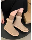ZIYAN Versatile snow boots shoes for women new autumn and winter thick velvet cotton shoes warm short boots mid-calf Martin boots