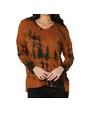 French Kyss Marble Wash V-Neck With Pockets In Spice