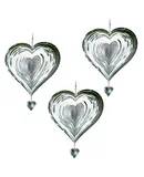 3D Heart Shaped Windmill Silver Heart Shaped Pinwheel for Courtyards and Gardens Hanging Windmill