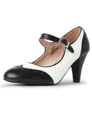 J. Adams Mary Jane Oxford Pumps - Cute Low Kitten Heels - Retro Round Toe Shoe with Ankle Strap - Kym