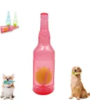 Ball in Bottle Dog Toy, Plastic Water Bottle Dog Toy, Rubber Beer Bottle with Tennis Ball Dog Toy, Dog Toy Water Bottle Cruncher, Interactive Dog Chew Toy (Red, Small)