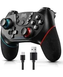 Controller Inalámbrico, Controladores inalámbricos Bluetooth, Pro Controller Inalámbrico，Gamepad Joypad soporta Eje Giroscópico, Turbo y Vibración Dual, para PC y Otras consolas de juegos