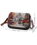 Romantic Paris Eiffel Tower Vintage Crossbody Bag for Women Medium Leather Hobo Bags Shoulder Bag Classic City Leather Satchels