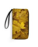 Maple Leaf Wallet for Womens PU Leather Zip Around Wallers Clutch Wristlet Travel Long Purse