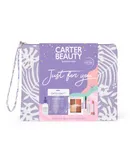 Just For You Set by Carter Beauty for Women - 6 Pc 0.81oz Revitalise Facial Sheet Mask, 0.4oz Mixed Face Palette - Full House, 1.01oz Hold Tight Perfecting Primer, 0.42oz Come Hither Lengthening Mascara - Jet Black, 0.16oz Word of Mouth Velvet Matte Lipstick - Saoirse, Makeup Bag