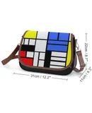 Modrian Inspired Composition with Red Blue And Yellow Essential Vintage Crossbody Bag for Women Medium Leather Hobo Bags Shoulder Bag Classic City Leather Satchels